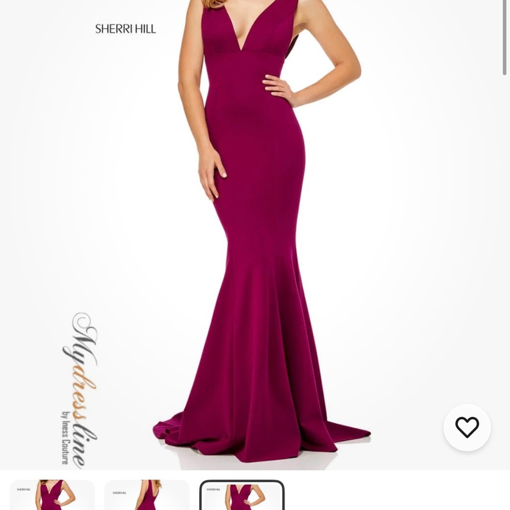 Sherri Hill Purple Prom Gown Plunge Neckline Sleeveless